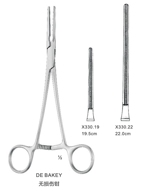 医用无损伤主动脉阻断钳直头/22CM