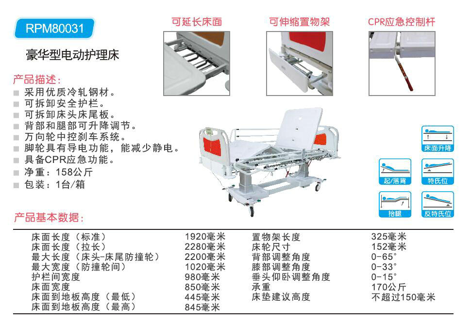 豪华型电动护理床 RPM80031