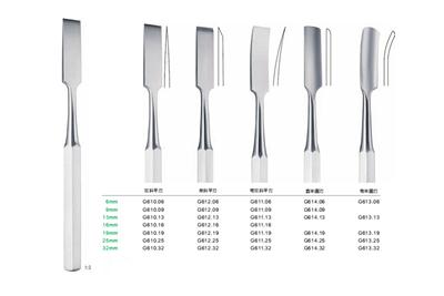 骨刀24.0cm HIBBS 六角柄 直 双斜平刃 刃宽6mm 