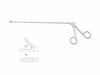 管式显微喉钳230×2.5×Ф2，45°有齿