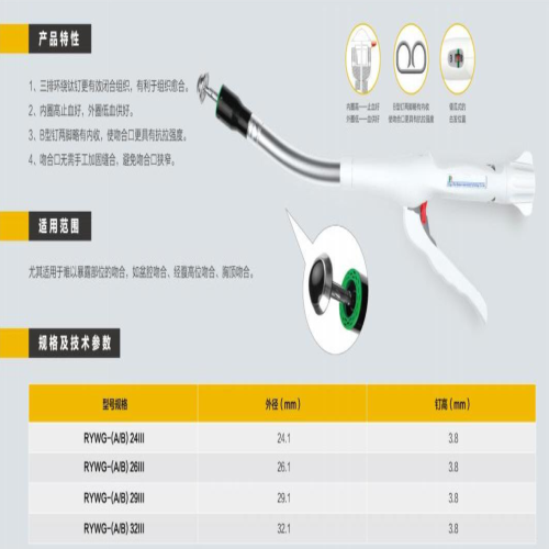 一次性使用三排钉管形吻合器 RYWG-(A/B)32III